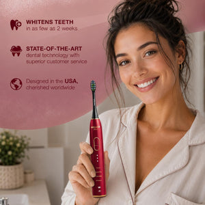 Wagner Stern IntelliBrush Series Whitening Electric Toothbrush with Pressure Sensor. Offers 4 Brushing Modes, 3 intensities, 8 Soft Brush Heads, and a Luxury Travel case.