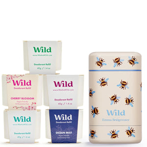 Wild - The Full Monty Aluminum Free Deodorant Starter Kit for Men - Refillable Stick Deodorant with Purple Case & Zero Plastic Vegan Refills in a Variety of Scents 5 x 1.4oz - Long Lasting Protection