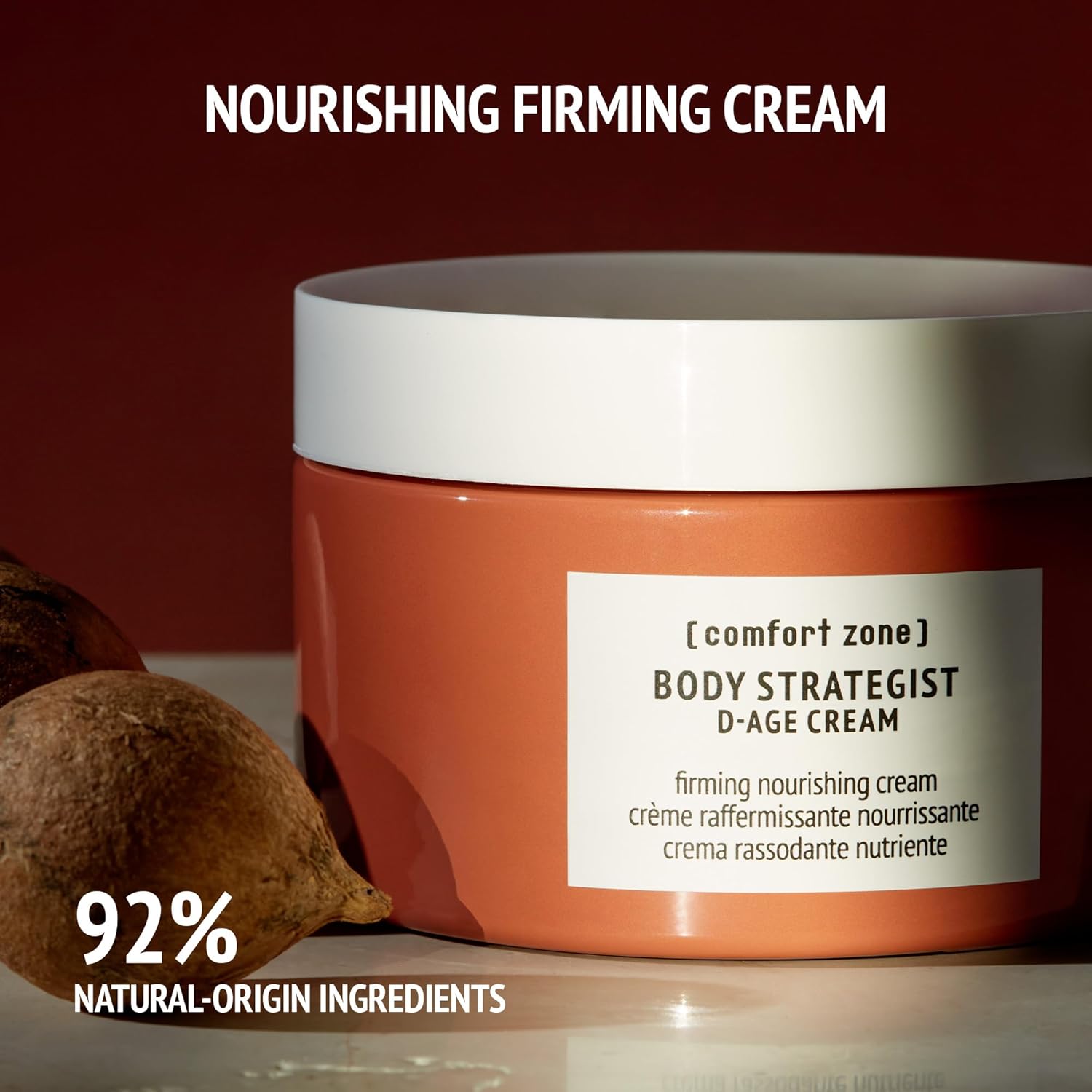 [ comfort zone ] Body Strategist D-Age Cream, Firming Body Lotion, Elasticizing Toning Treatment, Organic Tamanu Oil, Anti-Aging for Loss of Firmness, Dry Skin, Vegan, Made in Italy, 6.36 Oz
