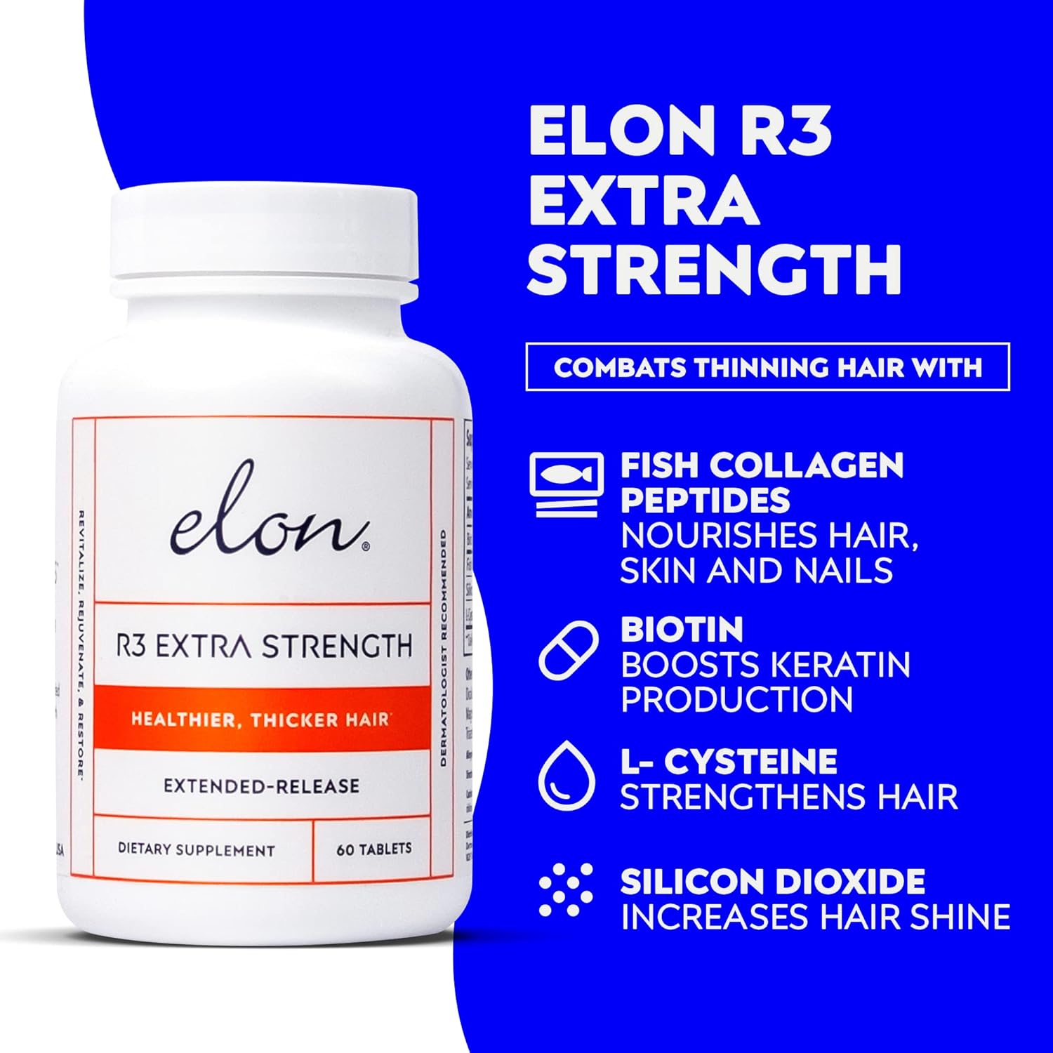 Elon Complete Care Kit for Thinning Hair – Elon Essential Shampoo & Conditioner Set + R3 Extra Strength Hair Growth Supplement – NO Sulfates, Parabens or Phthalates