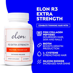 Elon Complete Care Kit for Thinning Hair – Elon Essential Shampoo & Conditioner Set + R3 Extra Strength Hair Growth Supplement – NO Sulfates, Parabens or Phthalates