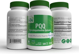 Health Thru Nutrition PQQ 20mg 120 Servings Pyrroloquinoline Quinone as PureQQ | Promotes Mitochondrial Biogenesis | Certified Vegan | Non-GMO Gluten Soy Free Capsules| Clean Label PQQ Supplement