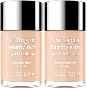 Neutrogena Healthy Skin Liquid Makeup Foundation, Broad Spectrum SPF 20 Sunscreen, Lightweight & Flawless Coverage Foundation with Antioxidant Vitamin E & Feverfew, Natural Tan, 1 fl. oz