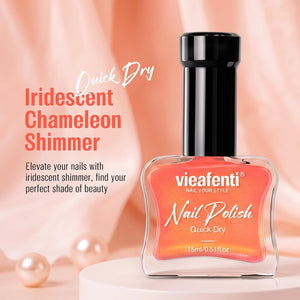 Iridescent Coral Nail Polish, Quick Dry Pearlescent Orange 15ml
