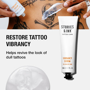 Stories & Ink Tattoo Preservation Pack (3-Piece) Daily Moisturizer, Vibrancy Serum and Highlighting Body Oil - Anti-Fade Ink Protection That Hydrates and Brightens Healed Tattoos