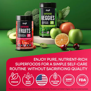 Fruits and Veggies Supplement - High Fiber Supplement for Immunity, Gut & Energy - Super Reds & Super Greens Supplements with Marshmallow Root - 240 Reds and Super Greens Powder Superfood Capsules