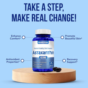 Astaxanthin Supplement for Men and Women | Antioxidant & Carotenoid Rich Astaxanthin 10mg From Haematococcus Pluvialis Microalgae for Eye & Skin Health Support (180 Day Supply) Packaging May Vary