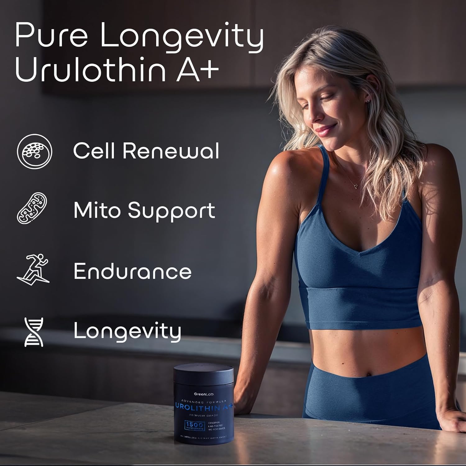GreenLab Urolithin A+ 1500mg | Urolithin A Supplement for Energy, Mitochondrial Function, Cellular Support & Overall Wellness