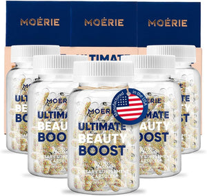 Moerie Hair Growth Supplement for Women & Men - Hair Skin and Nails Vitamins With Biotin, Q10 & Minerals - For Thicker, Fuller Hair & Hair Loss Treatment - Advanced Beadlet Delivery System - 360 Pills