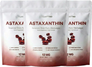 Astaxanthin 12mg Antioxidants Supplement – Natural Microalgae Source – Lipid-Based Softgel for Enhanced Absorption – Cognitive, Vision & Joint Support – 30 Softgels (Pack of 2)