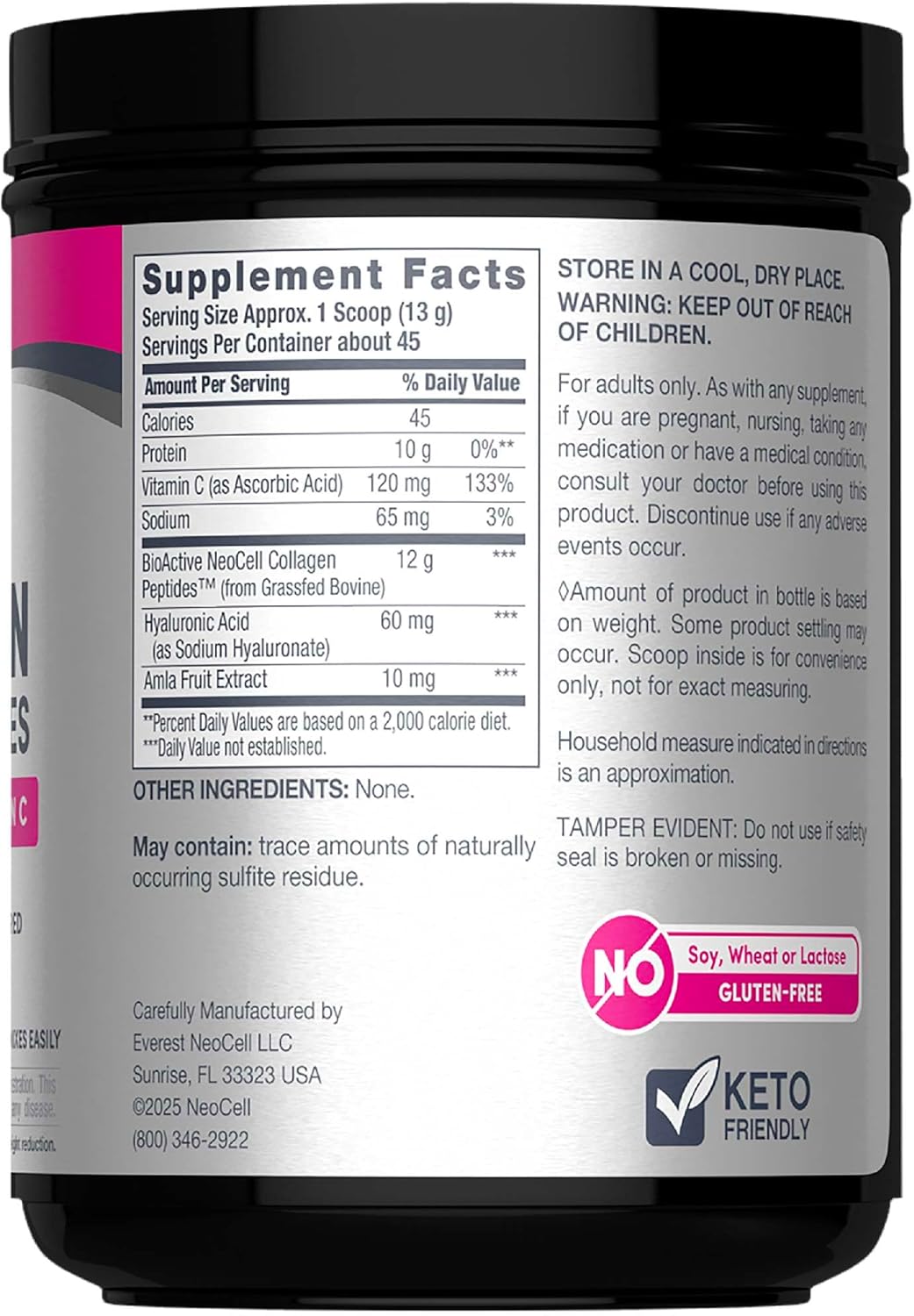 NeoCell Super Collagen Powder, Collagen Plus includes Vitamin C & Hyaluronic Acid, Promotes Healthy Hair, Beautiful Skin, & Nail Support, Collagen Type 1 & 3, 12g Collagen per Serving, 20.6 Oz
