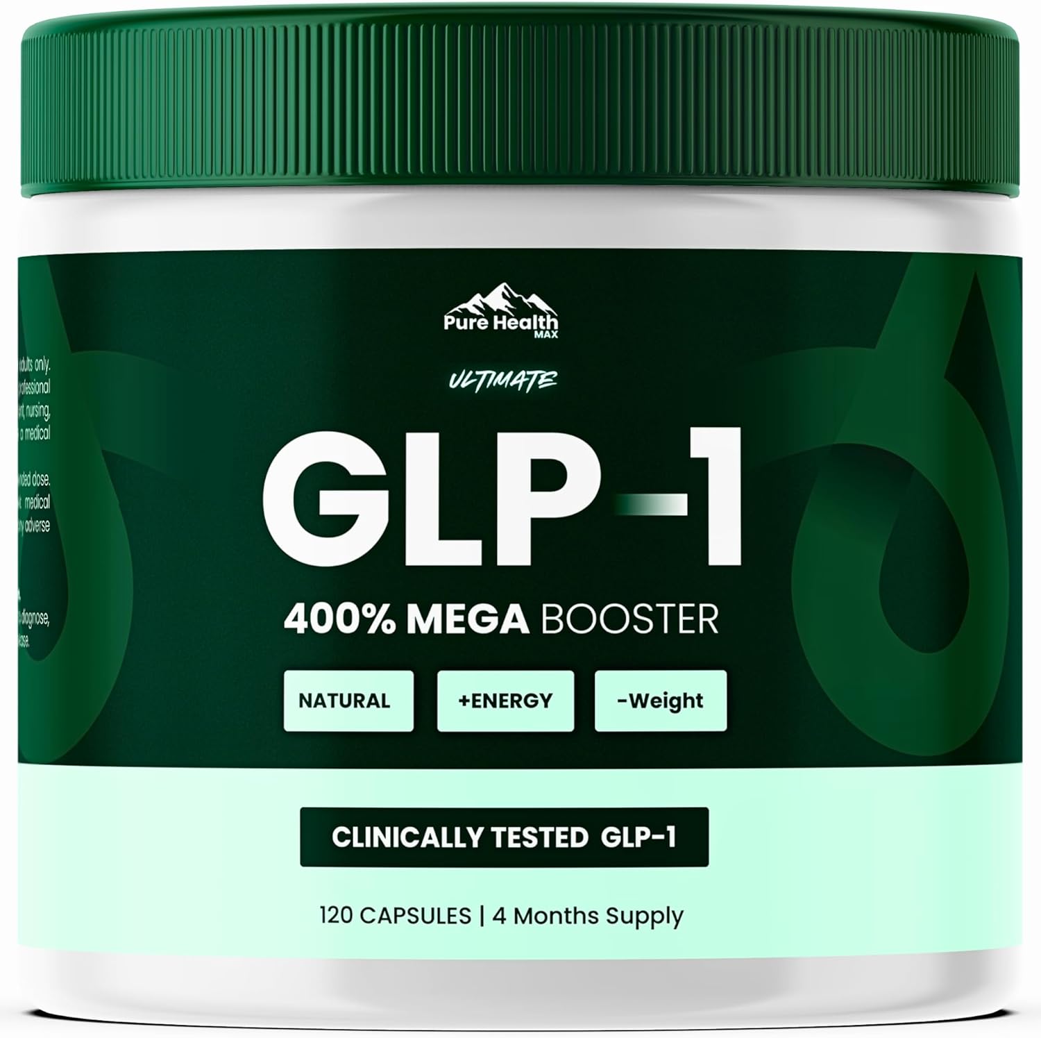 PURE HEALTH MAX Ultimate GLP-1 Supplement for Men and Women, Akkermansia Probiotic - Natural GLP1 Supplements | 120 Tablets, 4 Months Supply