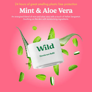 Wild - The Full Monty Aluminum Free Deodorant Starter Kit for Men - Refillable Stick Deodorant with Purple Case & Zero Plastic Vegan Refills in a Variety of Scents 5 x 1.4oz - Long Lasting Protection