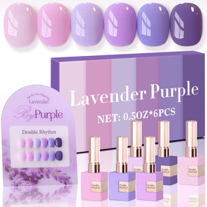 Double Rhythm 6 Pcs 15 ML Gel Polish Set Same Color Same Bottle Soak Off Gel Polish Kit Nail Art Manicure Salon DIY at Home for Women (Jelly Burgundy Red Glitter Silver -T6-56)