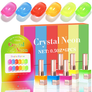 Double Rhythm 6 Pcs 15 ML Gel Polish Set Same Color Same Bottle Soak Off Gel Polish Kit Nail Art Manicure Salon DIY at Home for Women (Jelly Burgundy Red Glitter Silver -T6-56)
