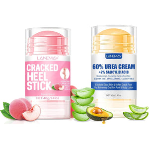 2Pcs Urea Cream 60% for Feet & Dry Cracked Skin, Cracked Heel Repair Stick Maximum Strength Moisturizing Foot & Hand Balm (Lavender)