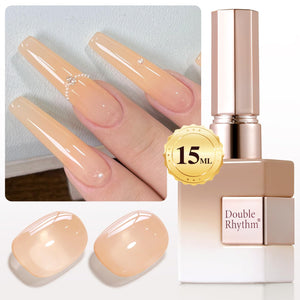 Double Rhythm Translucent Gel Polish Sheer Neutral Natural Light Milky Same Color Same Bottle 15ML Jelly UV Polish Nail Art DIY at Home (Jelly Nude Brown-A1492)