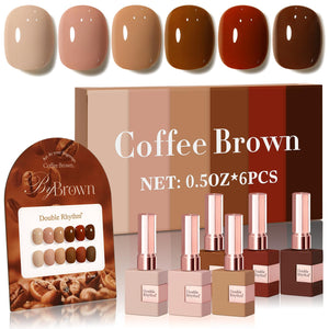 Double Rhythm 6 Pcs 15 ML Gel Polish Set Same Color Same Bottle Soak Off Gel Polish Kit Nail Art Manicure Salon DIY at Home for Women (Jelly Burgundy Red Glitter Silver -T6-56)