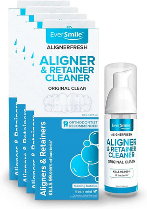 EverSmile AlignerFresh Enamel Guard Fluoride Foam – Aligner & Retainer Cleaner/Whitener with Enamel Protection – Strengthens, Protects & Whitens Teeth, Eliminates Bacteria – Fresh Mint, 1 Pack (50ml)