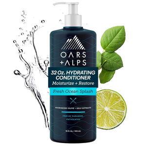 Oars + Alps Men's Sulfate Free Hair Shampoo and Conditioner Set for Men & Women, Infused with Kelp & Algae Extracts, Nourishing & Moisturizing, Paraben Free, Fresh Ocean Splash Scent, 2pk, 13.5oz