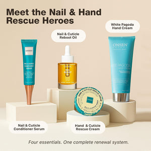 Onsen Hand & Cuticle Rescue Cream | Organic Nail Strengthener & Balm | Dry, Cracked Hands, Elbows & Feet | Shea Butter, Tsubaki & Jojoba Oil | Nail Repair & Growth, Vegan – 2 Pack (1.10 oz)