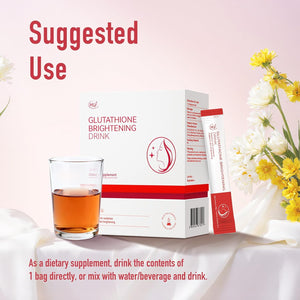 HUJ Glutathione Brightening Drink - Liposomal Liquid Glutathione - Skin Radiance, Metabolic Wellness & Immunity Support - Contains White Tomato Extract & Pomegranate Juice Concentrate - 30 Bags
