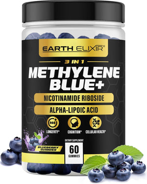 3-in-1 Methylene Blue Gummies – Methylene Blue Pharmaceutical Grade w/Alpha Lipoic Acid (ALA) & NAD Supplement for Energy, Cognitive & Cellular Support – 2 Month Supply & 3rd Party Tested