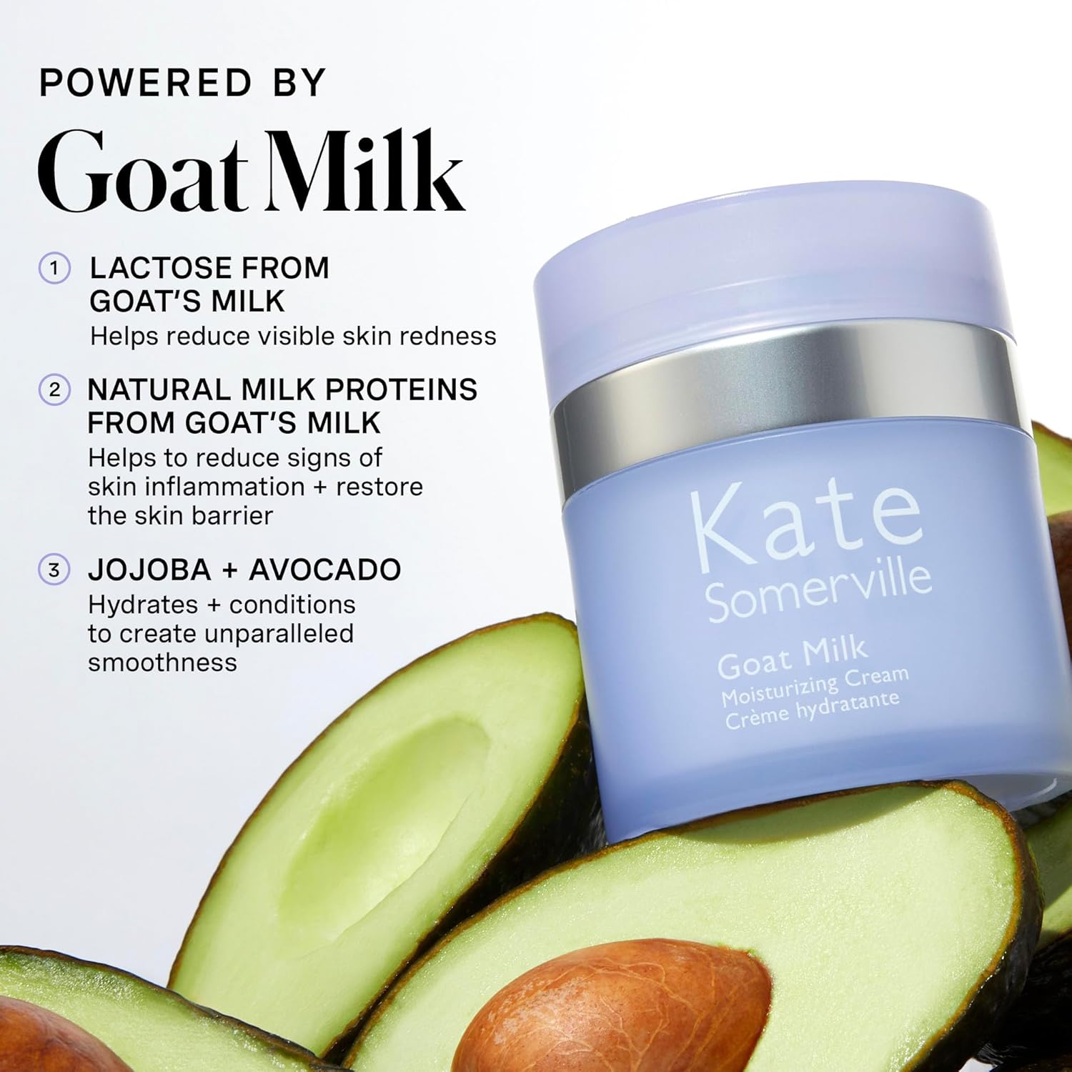Kate Somerville Goat Milk Moisturizing Cream - Deeply Hydrating Daily Face Moisturizer for Dry, Tight, and Sensitive Skin, 1.7 Fl Oz