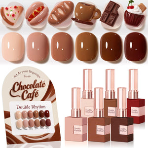 Double Rhythm 6 Pcs 15 ML Gel Polish Set Same Color Same Bottle Soak Off Gel Polish Kit Nail Art Manicure Salon DIY at Home for Women (Jelly Burgundy Red Glitter Silver -T6-56)