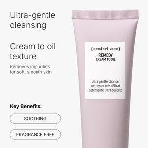 [ comfort zone ] Remedy Cream To Oil Cleanser, Soothing Nourishing Face Wash, Ultra Gentle, Fragrance Free, Marula Oil, Clean Beauty, Made in Italy, Sensitive & Redness Prone Skin, 5.07 Fl Oz