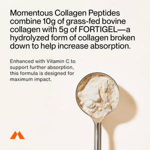 Momentous Grass-Fed Collagen Peptides Powder - Collagen Protein Powder with Fortigel & Vitamin C for Hair, Skin, Nails, & Joint Health Support - NSF Certified for Sport - Packaging May Vary