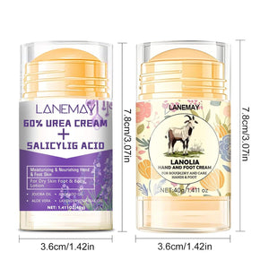 2Pcs Urea Cream 60% for Feet & Dry Cracked Skin, Cracked Heel Repair Stick Maximum Strength Moisturizing Foot & Hand Balm (Lavender)