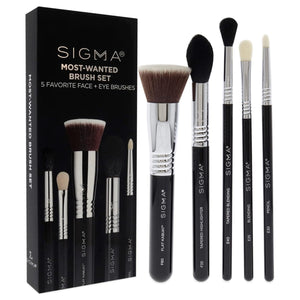 SIGMA Beauty Most Wanted Makeup Brush Set – Set of 5 Favorite Makeup Brushes for Foundation, Highlighter, Eyeshadow, Pencil Liner, and Blending (5 pcs)