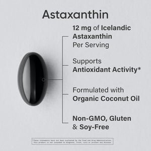 Sports Research® Triple Strength Astaxanthin 12mg w/Organic Coconut Oil - Antioxidant Supplement for Skin & Eye Health Support* - Soy Free · Non-GMO · Gluten Free - 60 Softgels