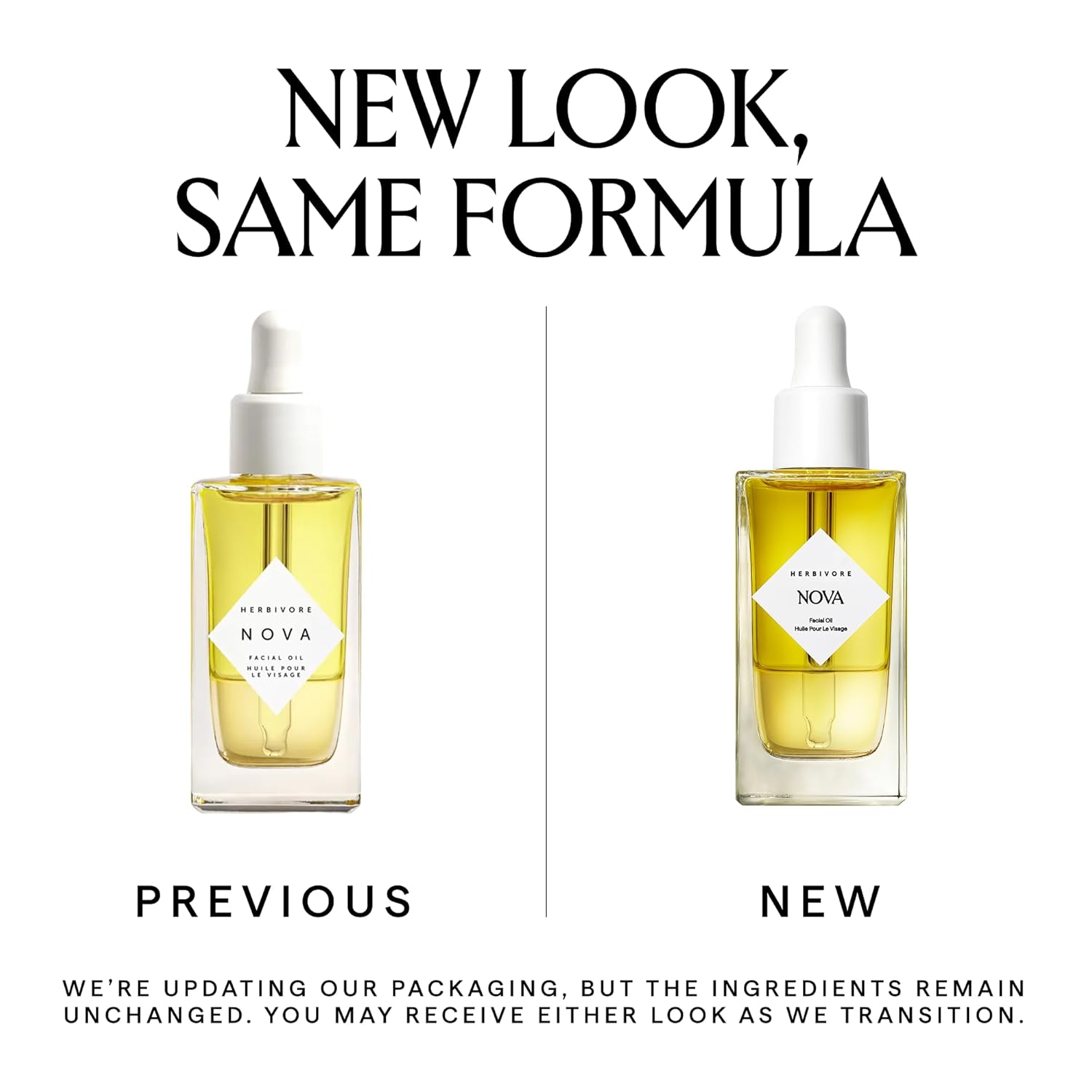 HERBIVORE Nova Facial Oil - Bi-Phase Oil with Tumeric + Niacinamide, Serum and Oil in one, Plant-based, Vegan, Cruelty-free, 50 mL / 1.7 oz