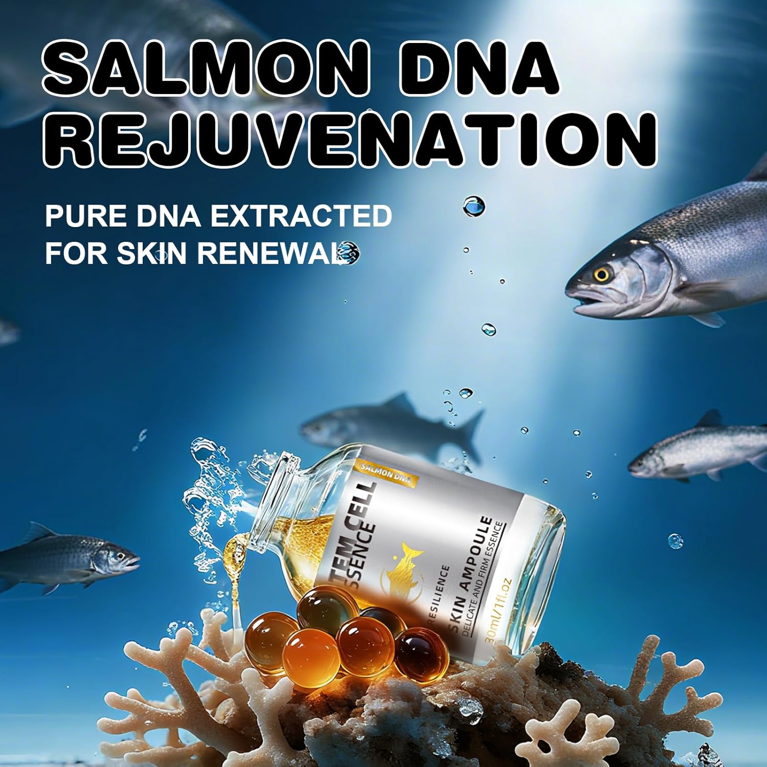 Salmon DNA Serum – Salmon DNA Microneedling Serums for Face and Body, Anti-Aging Hydration Booster, Skin Repair, Brightening & Firming Serum for Use with Microneedling, Derma Roller & Pen