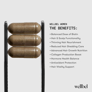WELLBEL Women Clean Supplement for Hair, Skin, and Nails, Vegan, Gluten Free and Non GMO 90 Count (3 Pack)