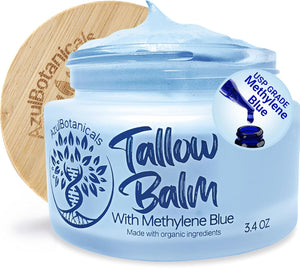 Copper Peptide GHk-Cu & Methylene Blue Infused Whipped Grass Fed Tallow Balm, Fine lines, Wrinkles, Eczema, Acne, Full body Moisturizer, For All Skin, With Organic Ingredients (1.7oz)