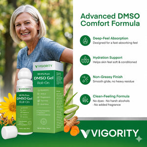 Vigority 99.9% Pure DMSO Roll-On Gel - Premium Skin Conditioning Cream with Aloe Vera, Magnesium, MSM & Botanical Extracts - Fast-Absorbing, Non-Greasy Daily Skin Care - 3.53 oz (100g)