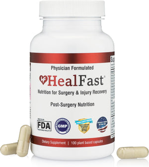 HealFast Complete Surgery & Injury Recovery Supplement: for Wound, Scar Treatment & Bruising w/Vitamins, Bromelain, Quercetin & Probiotics (Pre+Post Op)