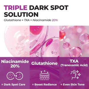 JUMISO 20% Niacinamide Dark Spot Serum 2-Pack, TXA + Glutathione, Korean | High-strength brightening for dark spots & uneven tone, Centella-soothed. Non-pilling water-gel; two 40ml bottles, vegan.