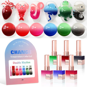 Double Rhythm 6 Pcs 15 ML Gel Polish Set Same Color Same Bottle Soak Off Gel Polish Kit Nail Art Manicure Salon DIY at Home for Women (Jelly Burgundy Red Glitter Silver -T6-56)