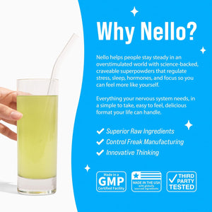 Nello Supercalm Powdered Drink Mix, Cortisol Reducer and Sleep Aid Supplement, L Theanine, Ksm-66 Ashwagandha, Magnesium Glycinate, Vitamin D 3, No Sugar, Non GMO, On The Go, 20 Ct, Honeydew Melon