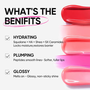 SKINTIFIC Peptide Brightening Lip Serum, Hydrating & Plumping Tinted Lip Gloss, Moisturizing Lip Balm with Polypeptides & Squalane for Glossy Sheer, Smooth Lips(10U Toast Brick)
