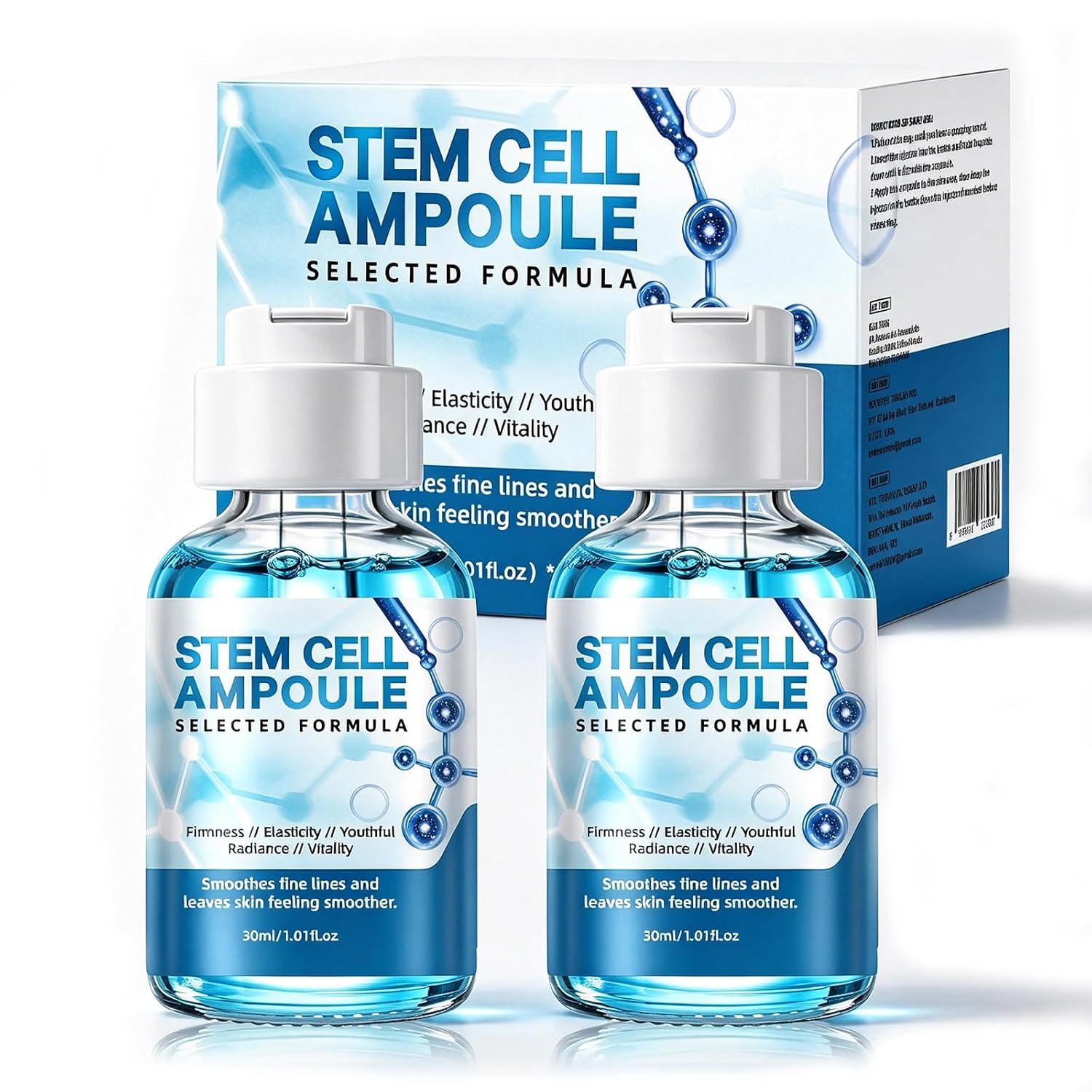 Botanical Stem Cell Ampoule for Face, Microneedling Serum, 2 Count | Hydrating facial serum ampoules for use with or without microneedling to improve the appearance of fine lines and dry skin