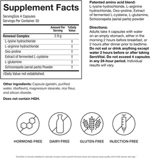 Serovital Renewal Complex - Anti Aging Supplements - Amino Acids - Peptides - Improved Energy and Immunity, Better Deeper Sleep, 30-Day Supply