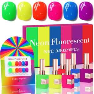 Double Rhythm 6 Pcs 15 ML Gel Polish Set Same Color Same Bottle Soak Off Gel Polish Kit Nail Art Manicure Salon DIY at Home for Women (Jelly Burgundy Red Glitter Silver -T6-56)