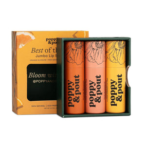Jumbo Lip Balm Gift Set (3-Pack, Warm Flavors) | Poppy & Pout All Natural Lip Balms & Moisturizers | Hydrates with Beeswax, Vitamin E, Organic Coconut Oil | Cruelty-Free | Recyclable Cardboard Tube