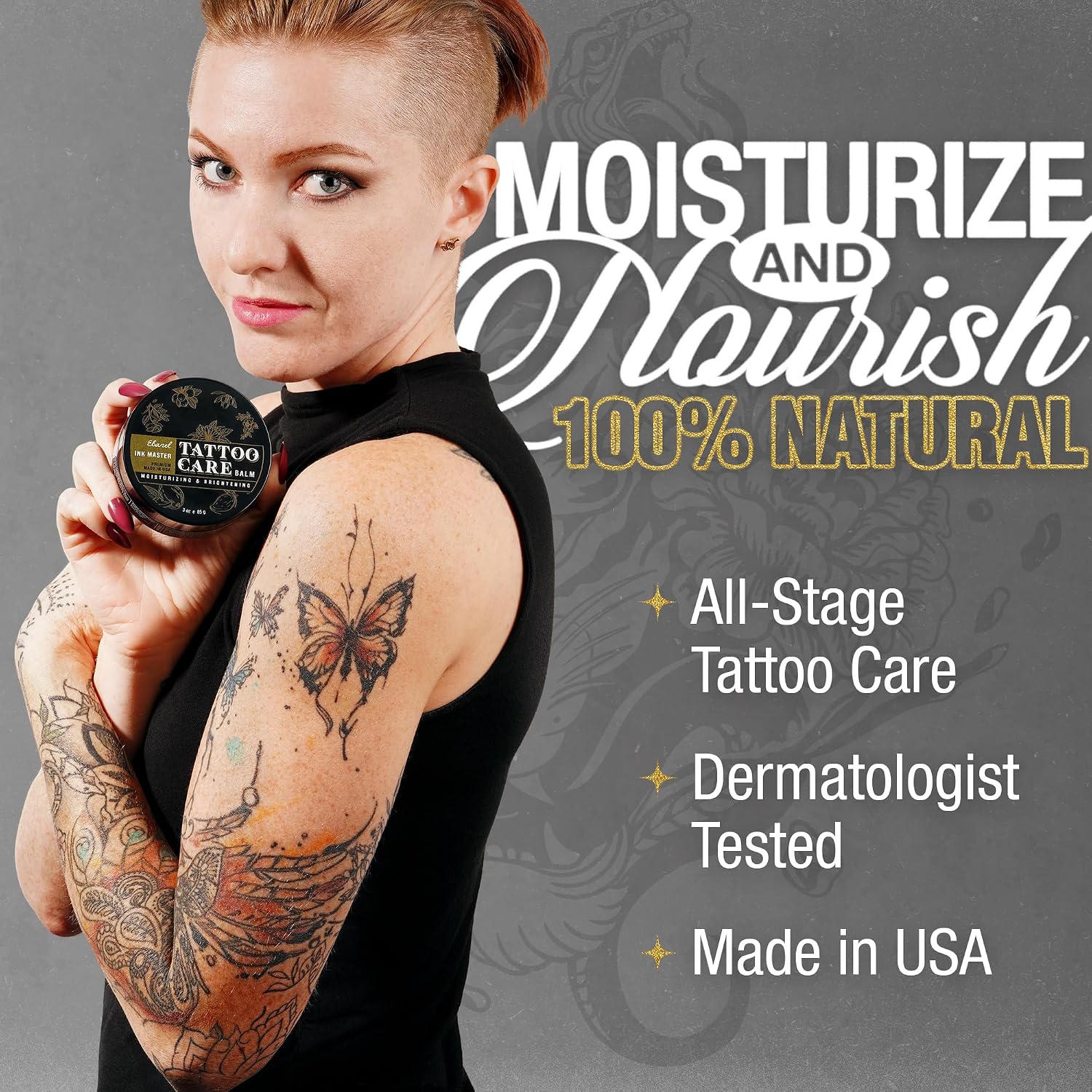 Ebanel Tattoo Balm 3oz, Premium Tattoo Aftercare Cream Brightener Ink Color Enhancing Butter Moisturizer with Herbal Essences and Essential Oils, All-Stage Tattoos Ointment After Care Kit Supplies