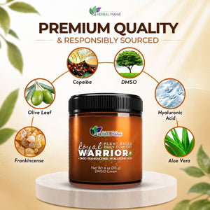 Herbal Mana Frankincense DMSO Body Cream with Magnesium & Hyaluronic Acid | Royal Warrior